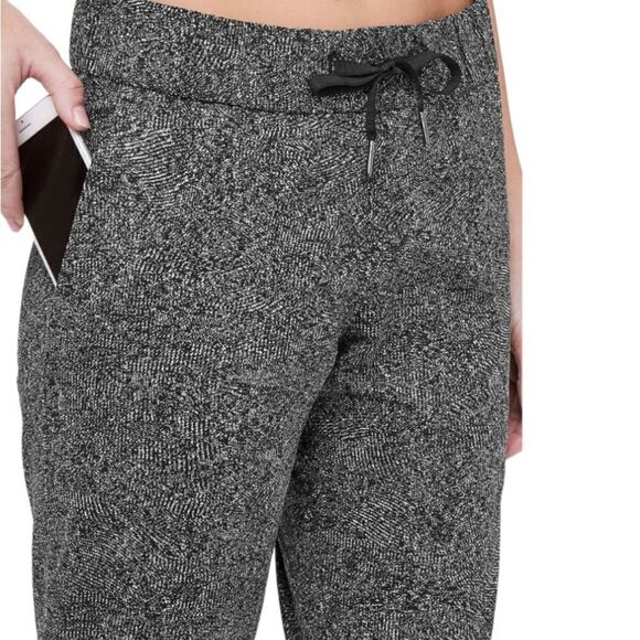 Lululemon Black White Print On The Fly Pant Drawstring Waist Jacquard Size 4 - Picture 3 of 15